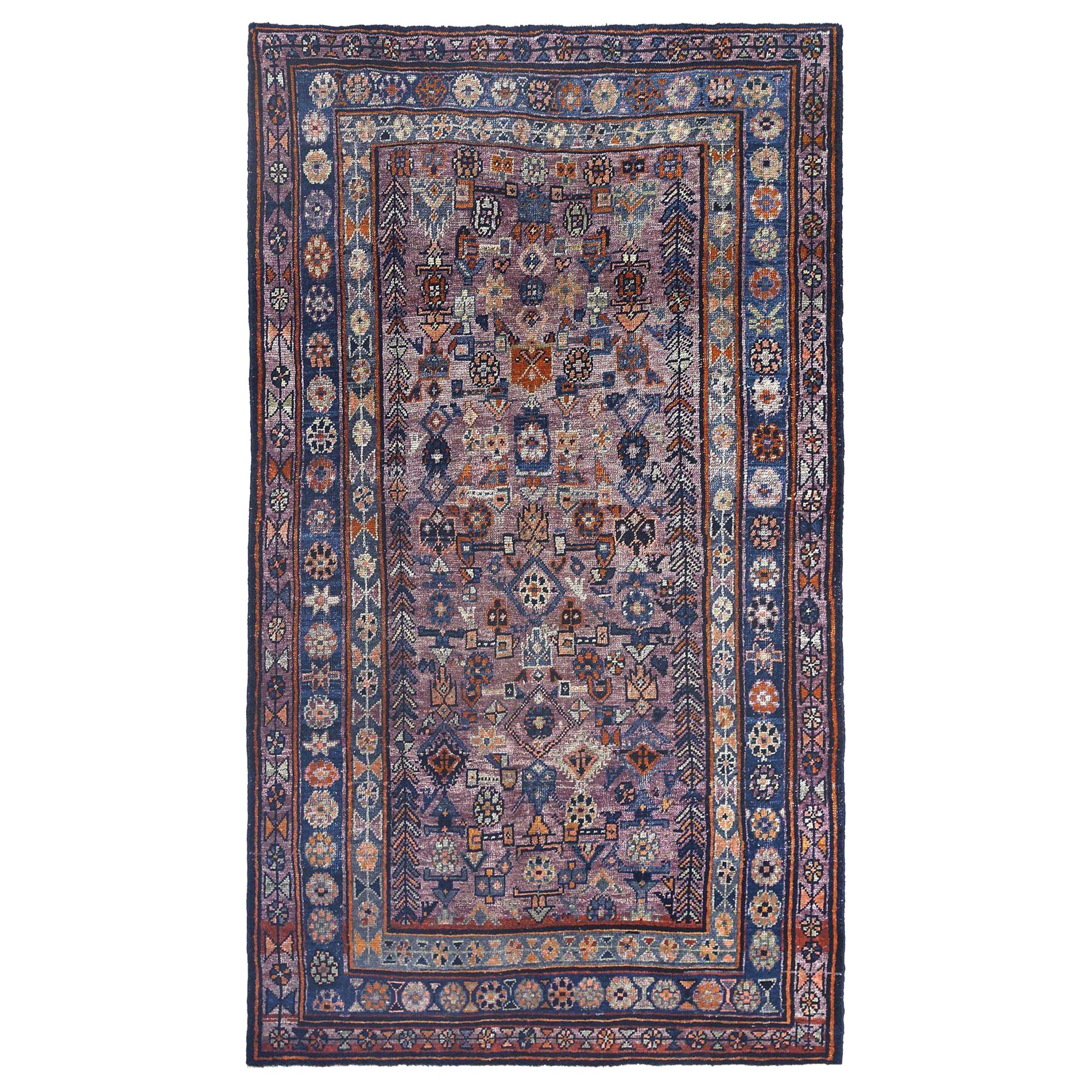 Persischer Bijar Kleiner Teppich aus Wolle mit blauem Reversdesign - 97483