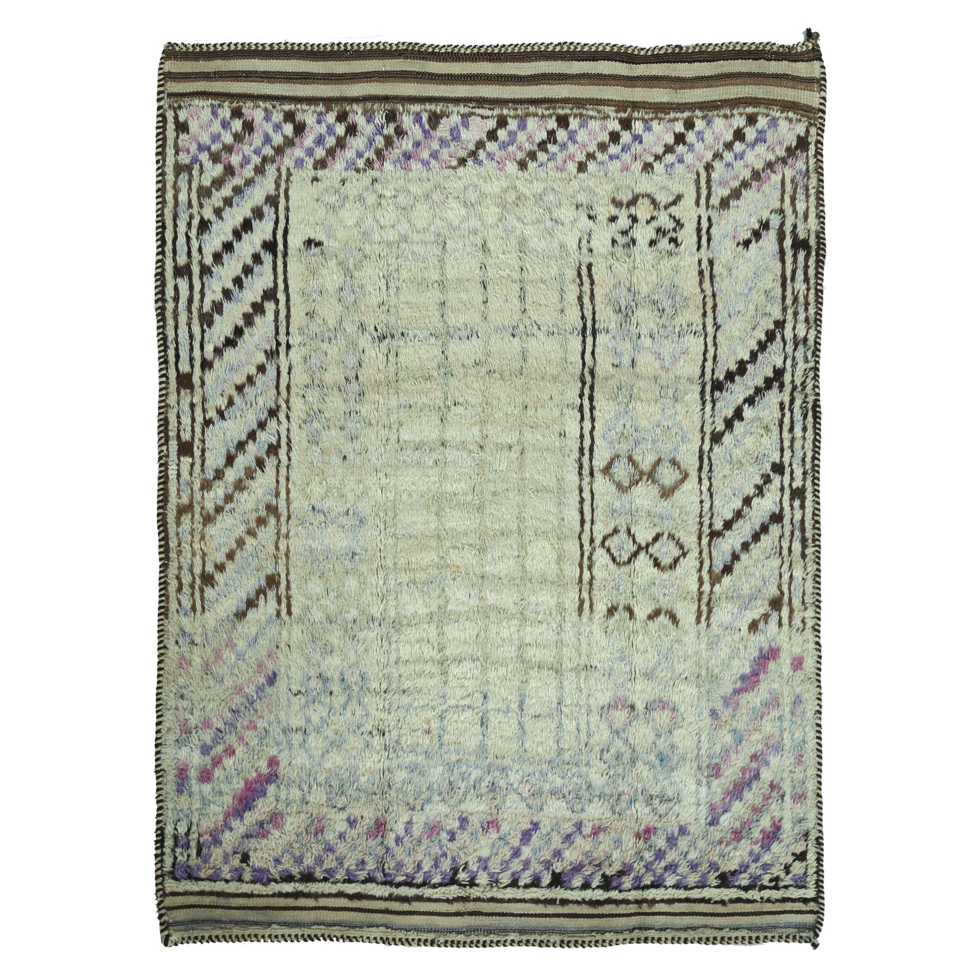 Persischer Gabbeh Kleiner Teppich aus Wolle mit elfenbeinfarbenem Reversdesign - 97558