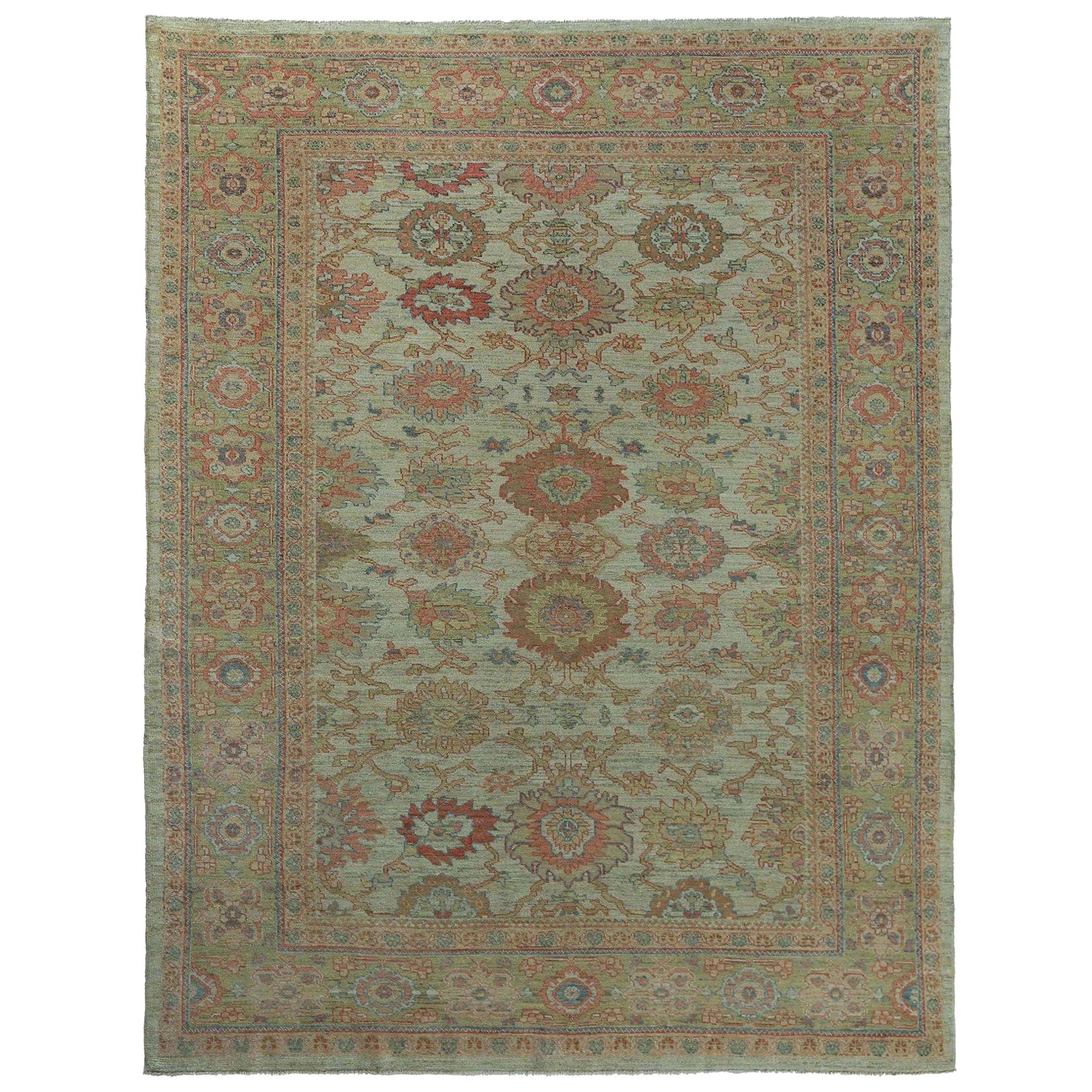 Tappeti per l'area Afghanistan Sultanabad Rugs - Disegno in lana verde avorio - 97486