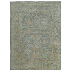 Afghanistan Oushak-Teppiche - Wolle in Grau, Grün und Rosa mit Design - 97489