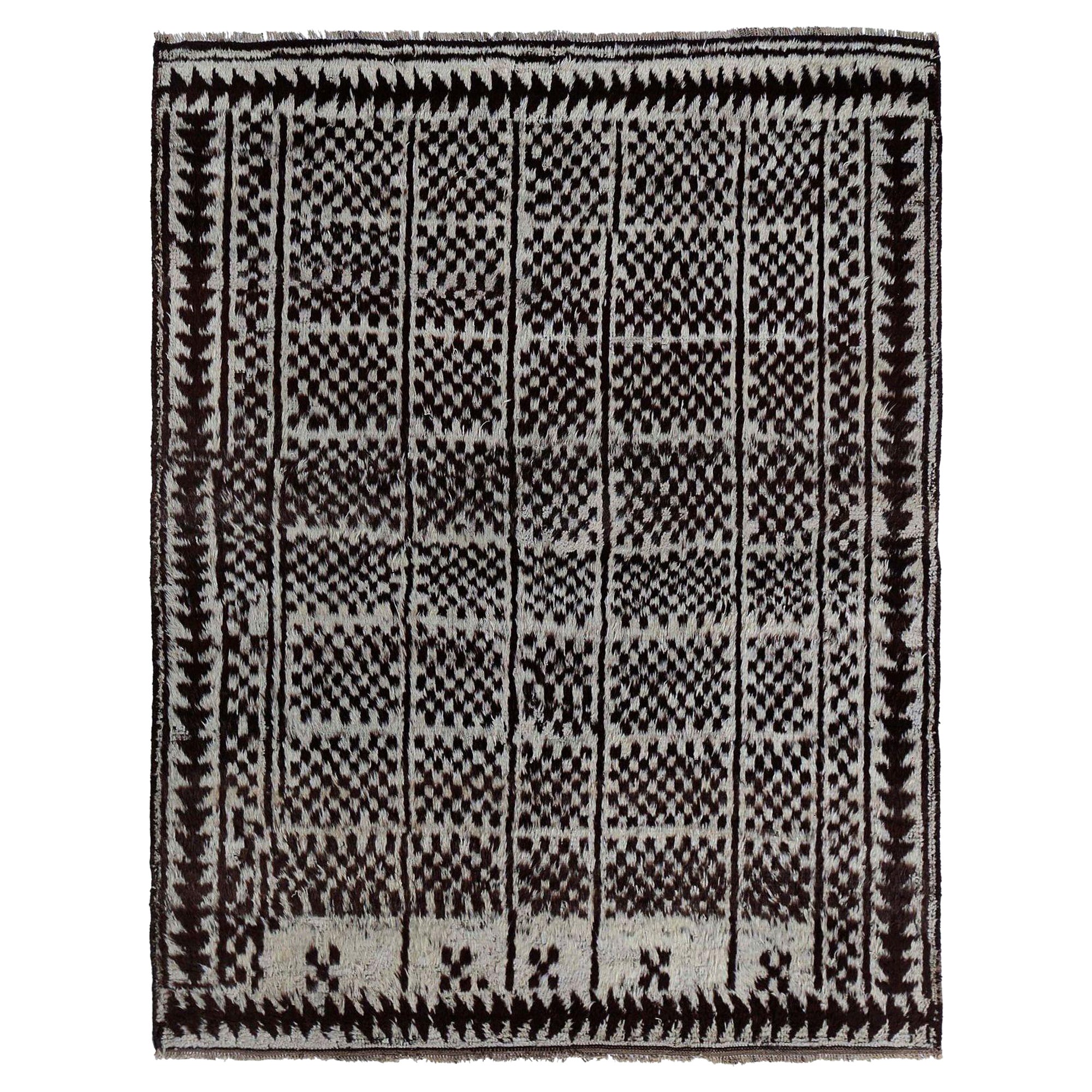 Persischer Gabbeh Small Teppich - Wolle Brown Design - 97576 im Angebot