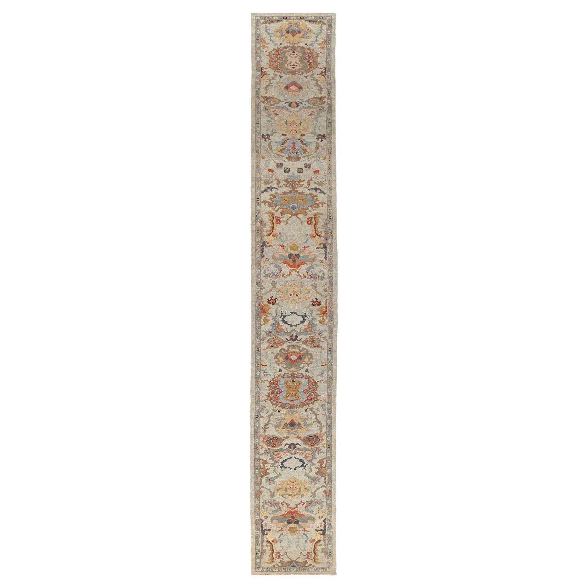 Afghanistan Sultanabad Läufer Teppich - Wolle Elfenbein Design - 97509