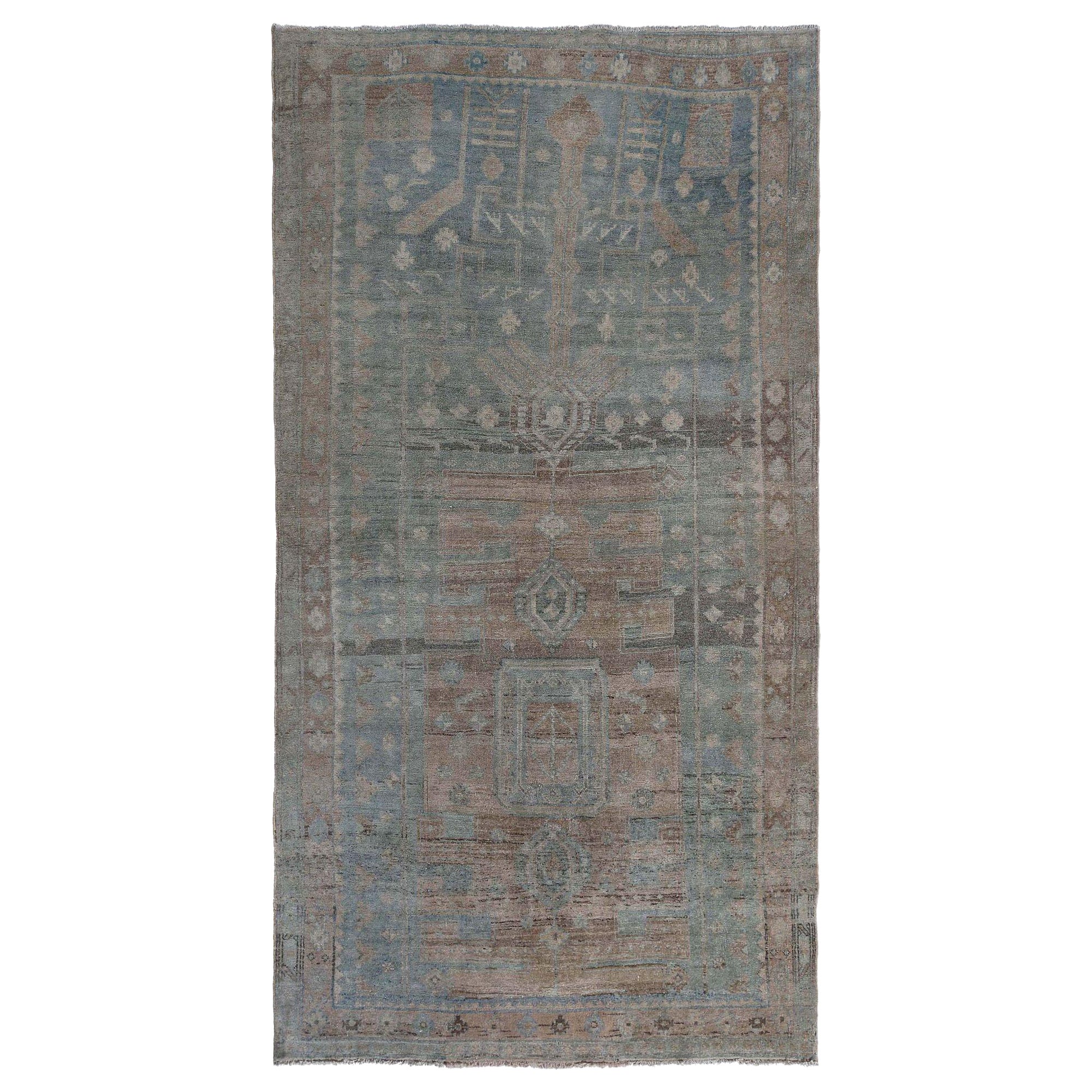 Persischer Bijar Small Teppich - Wolle Blau Braun Design - 97583