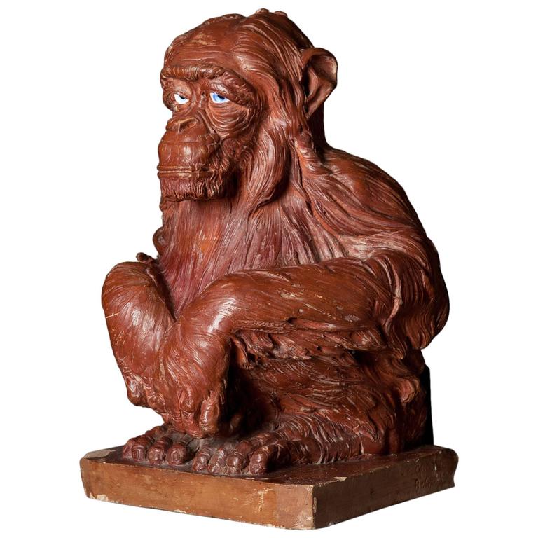 19th Century Terracotta Sculpture of a Monkey For Sale at 1stdibs