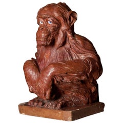 19th Century Terracotta Sculpture of a Monkey