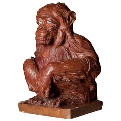 19th Century Terracotta Sculpture of a Monkey 8