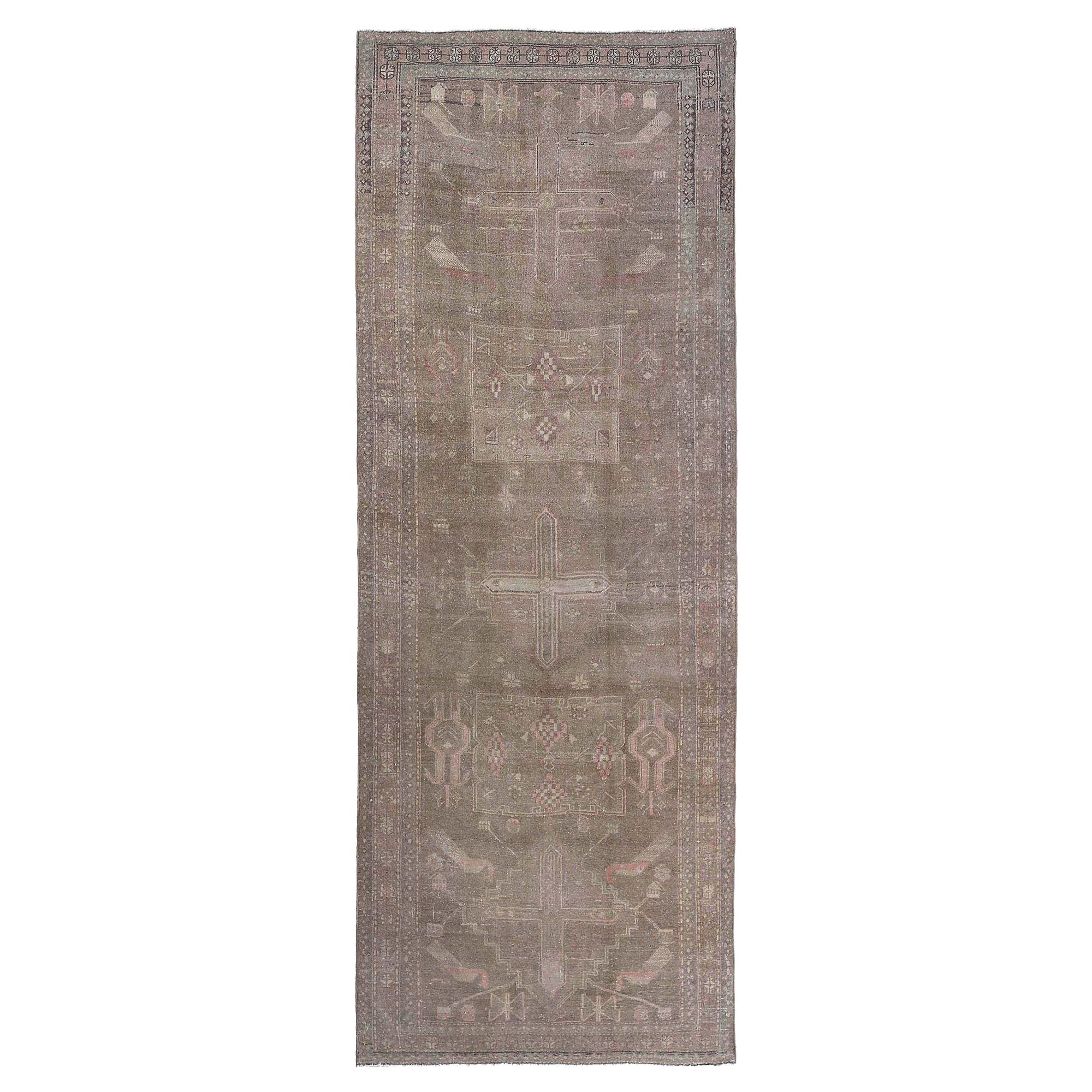 Persian Bijar Area Rugs - Wool Taupe Design - 97596