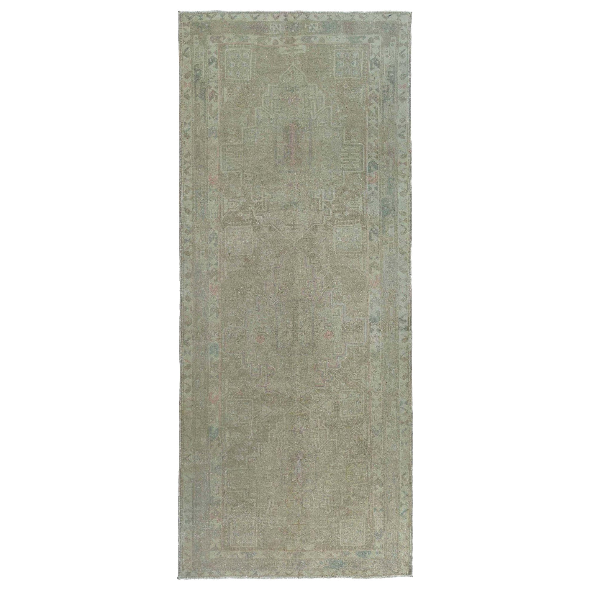 Persian Azerbaijan Area Rugs - Wool Taupe Design - 97550 For Sale
