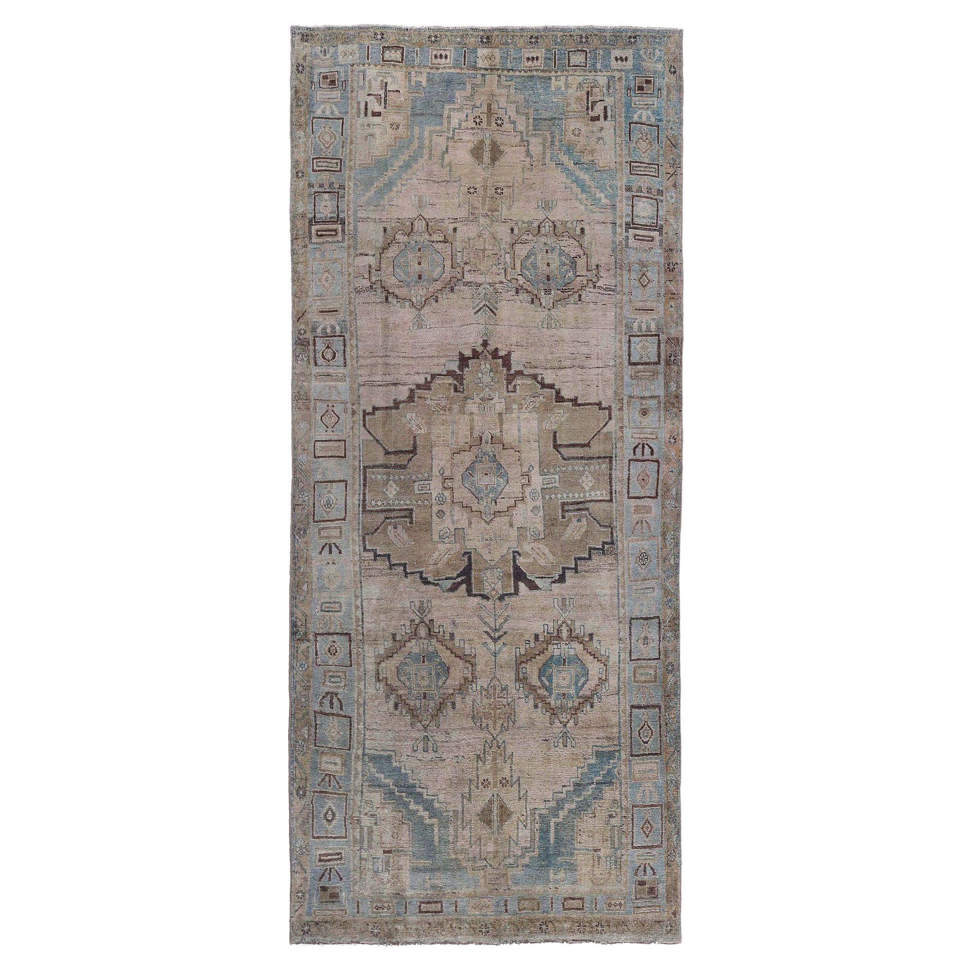 Persische Bijar-Teppiche - Wolle Hellblau Rosa Design - 97602