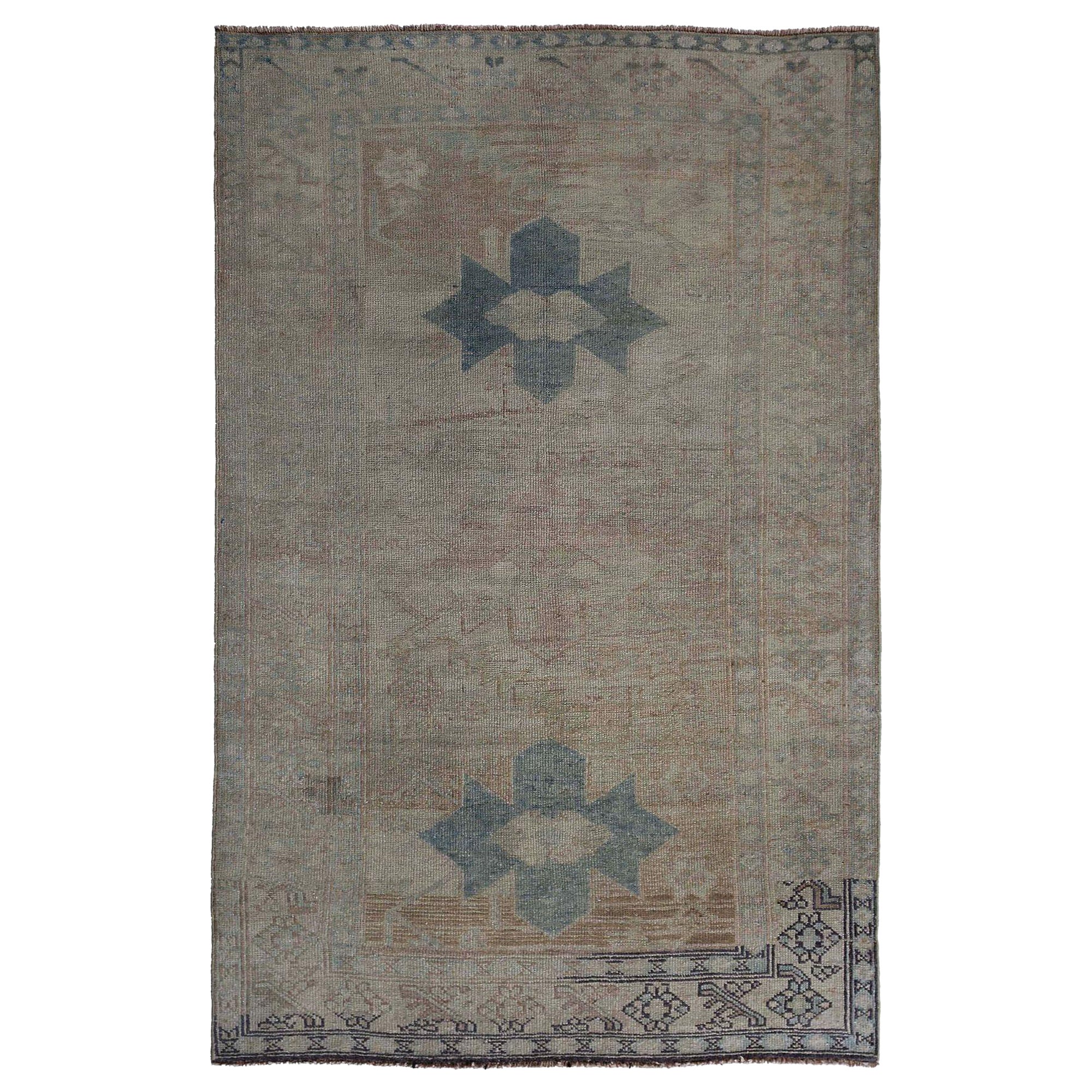 Persian Malayer Small Rug - Wool Blue Pink Taupe Design - 97604