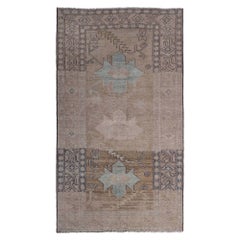 Petit tapis persan d'Azerbaïdjan - Laine bleu clair, rose, taupe - 97605
