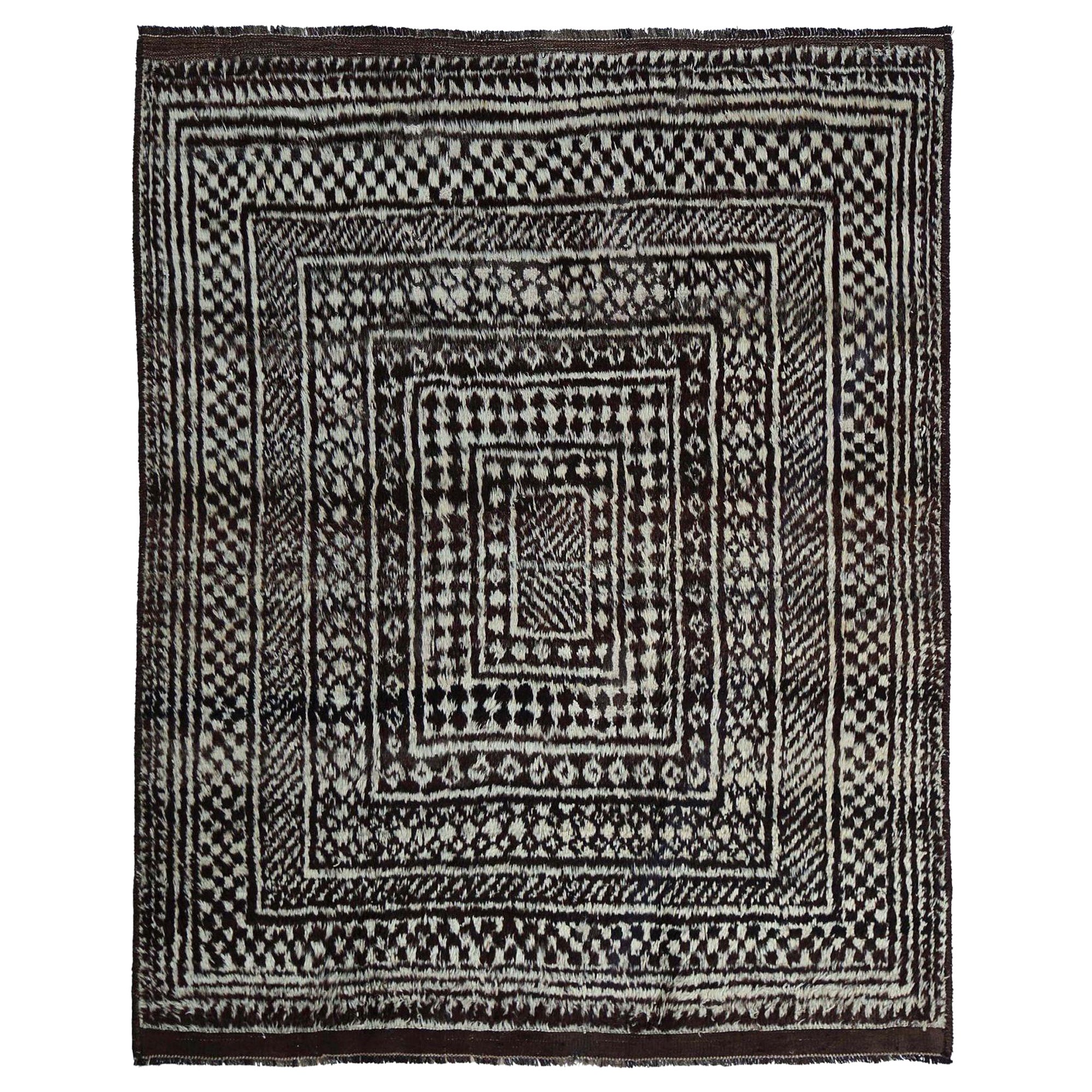 Persian Gabbeh Small Rug - Wool Brown Design - 97566