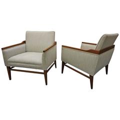 Vintage Stunning Pair of American Mid-Century Modern Walnut Lounge Chairs