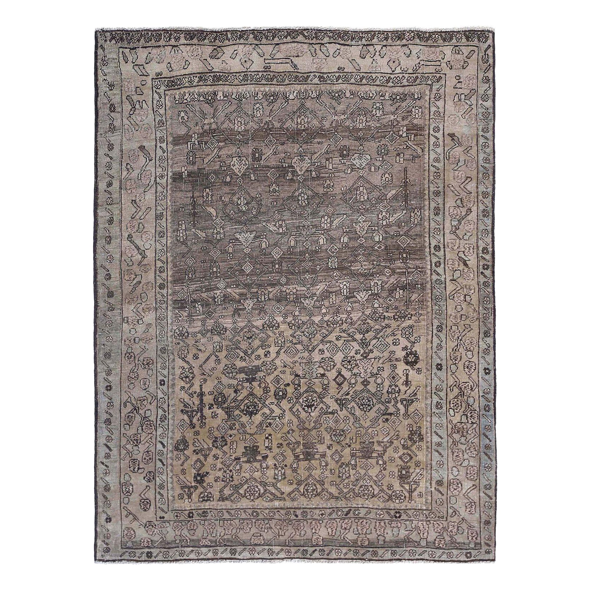 Tappeto persiano Bijar Small - Lana Marrone Taupe Design - 97625