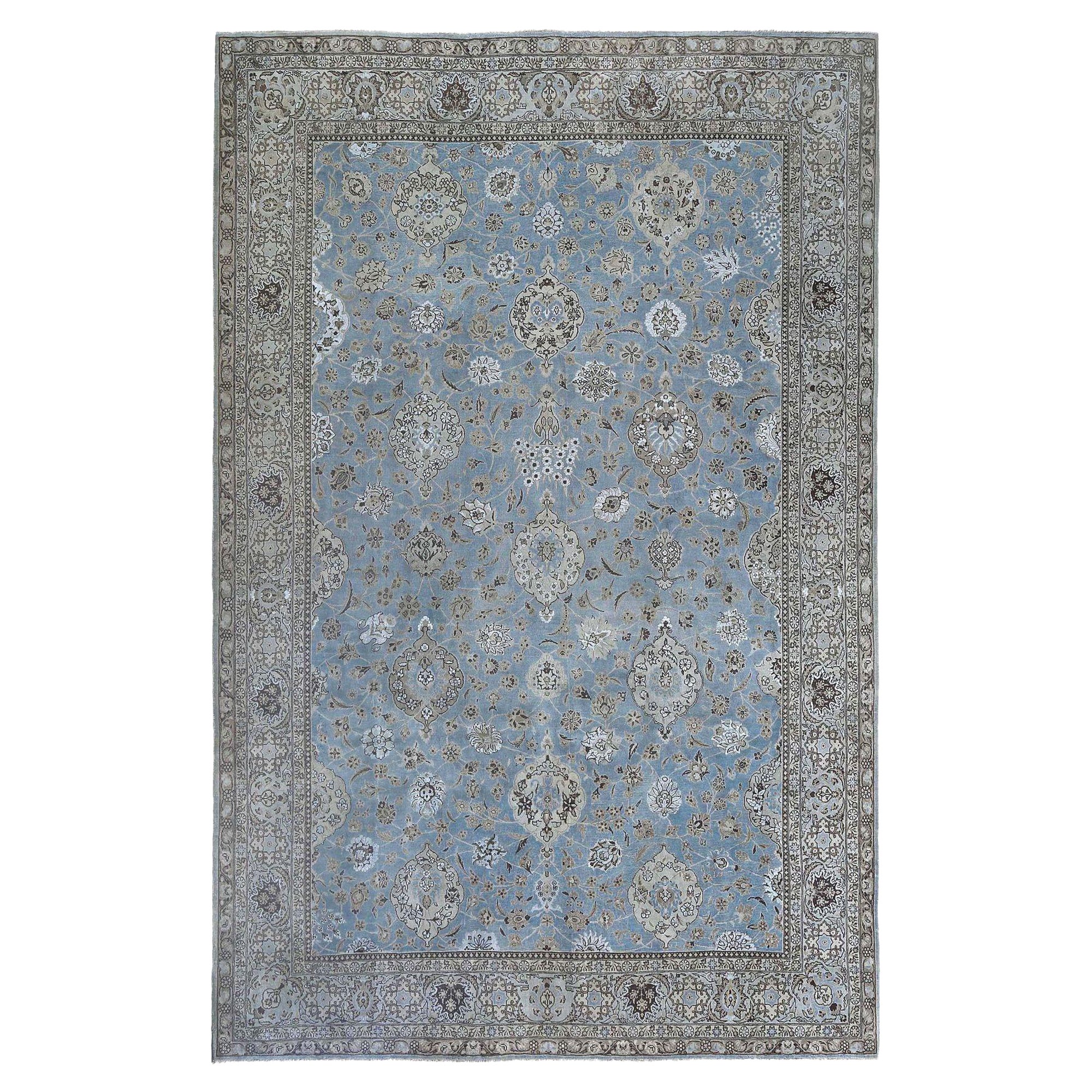 Tappeti persiani Tabriz - Disegno blu in lana - 97627