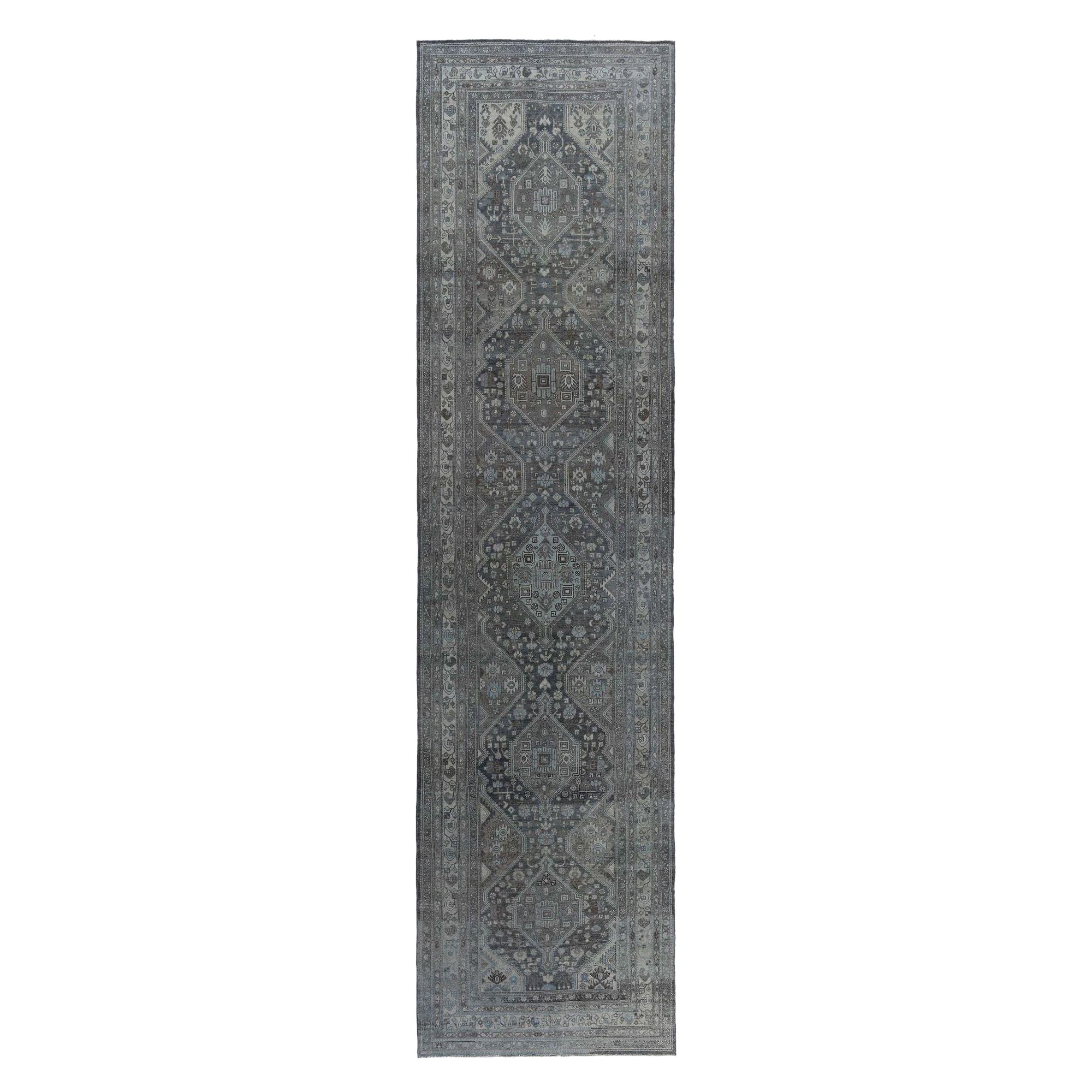 Persischer Malayer Läufer Teppich - Wolle Braun Elfenbein Design - 97586
