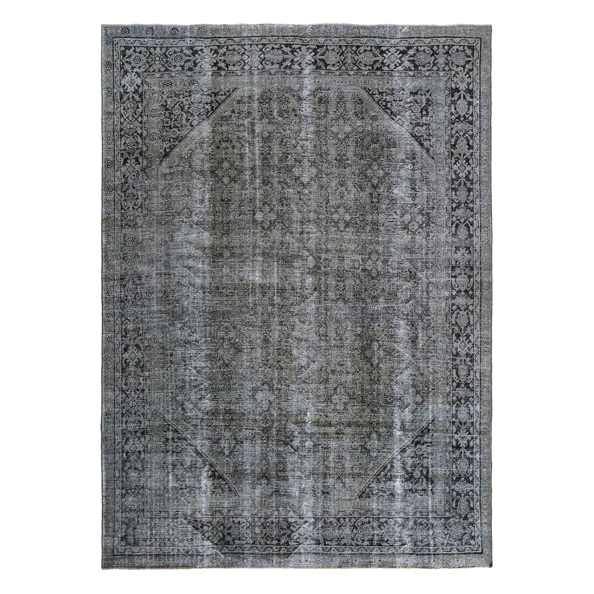Persische Mahal-Teppiche aus Wolle – grau-grünes Design – 97588