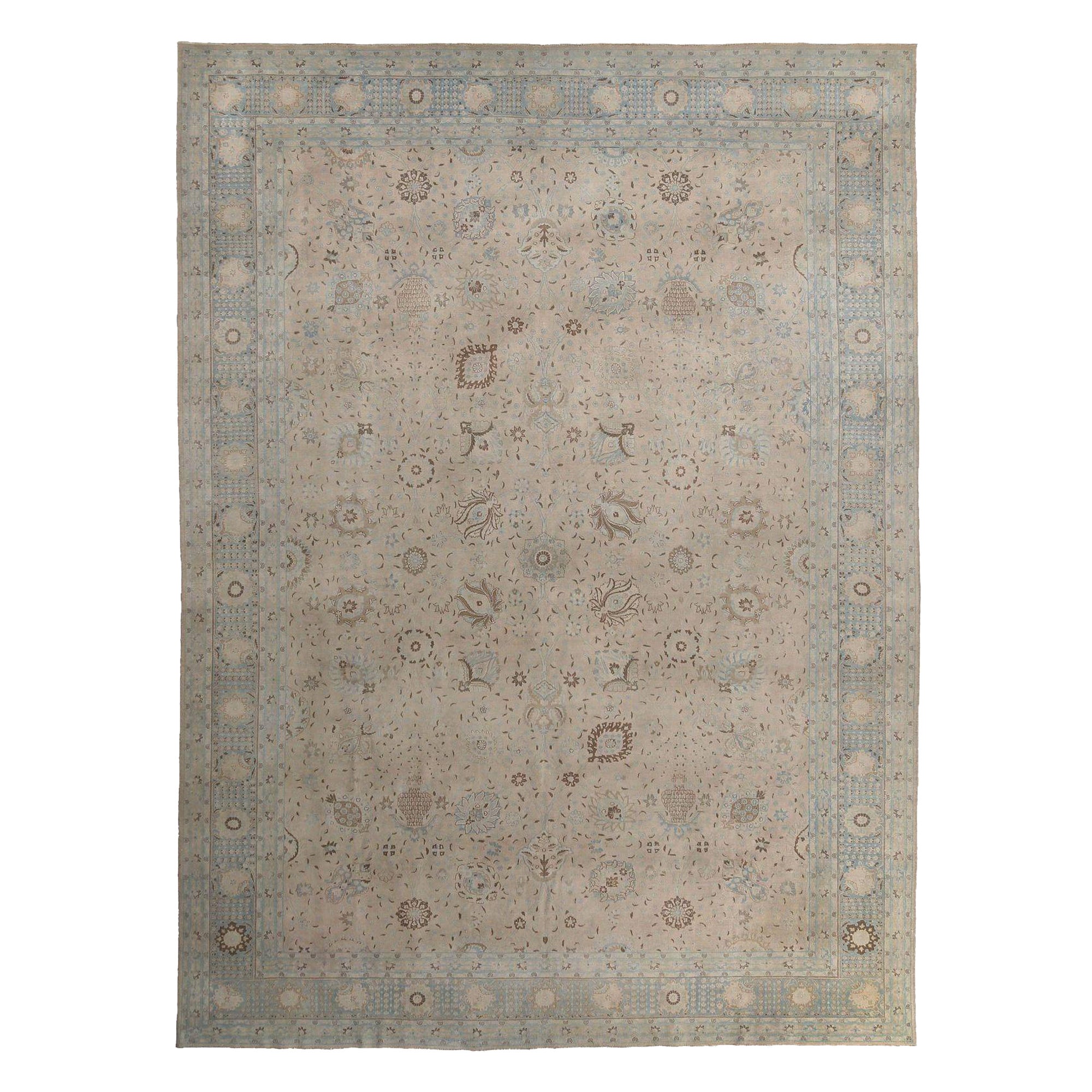 Persische Tabriz über Größe Teppich - Wolle Elfenbein Design - 97642