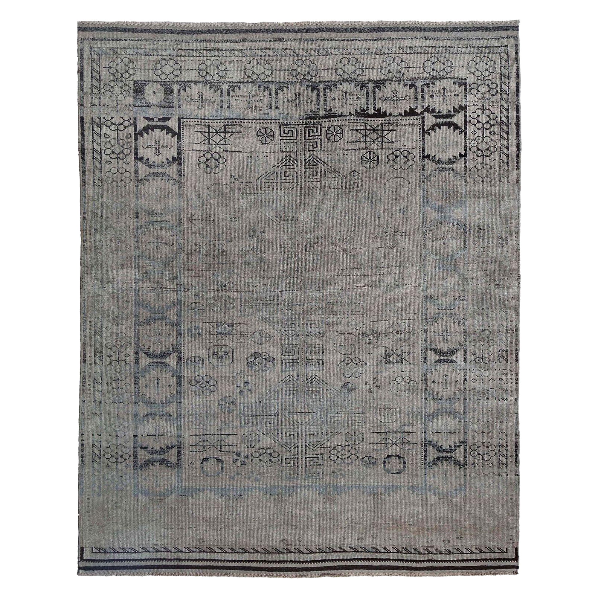 Persian Azerbaijan Small Rug - Wool Brown Taupe Design - 97591