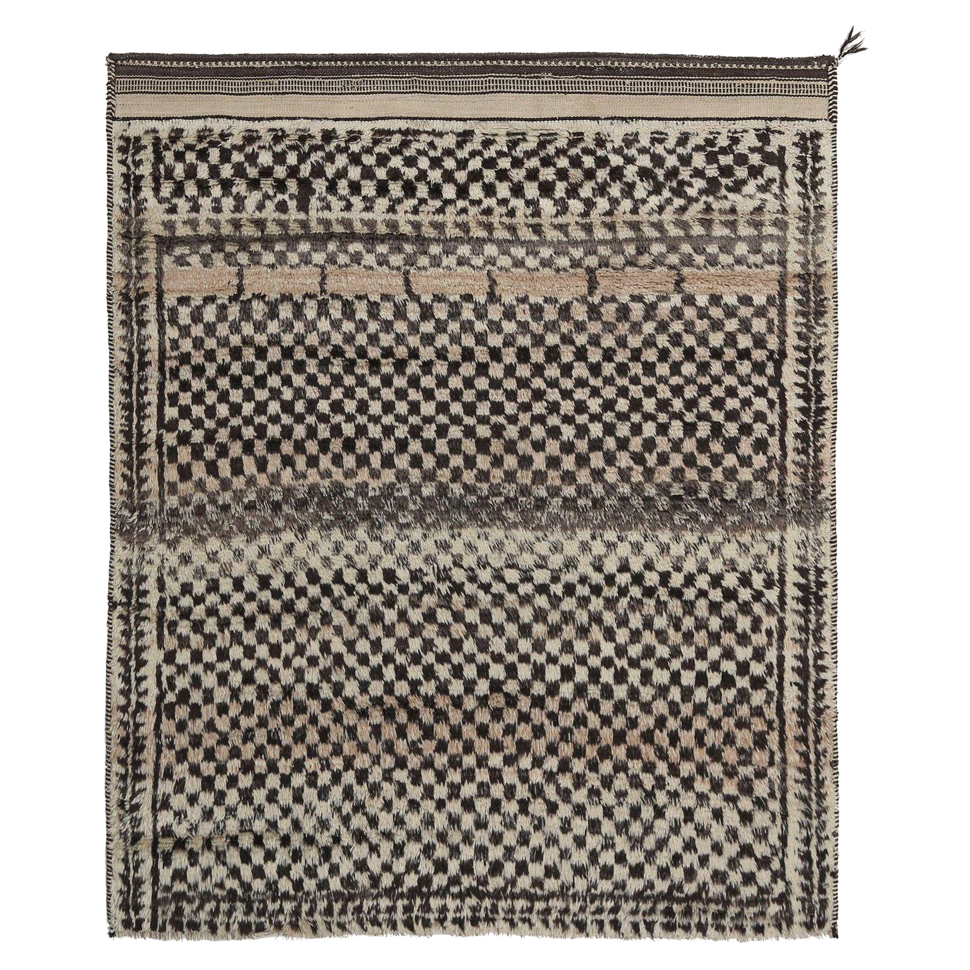 Alfombra Persa Gabbeh Small Design - Lana Marrón Marfil - 97658