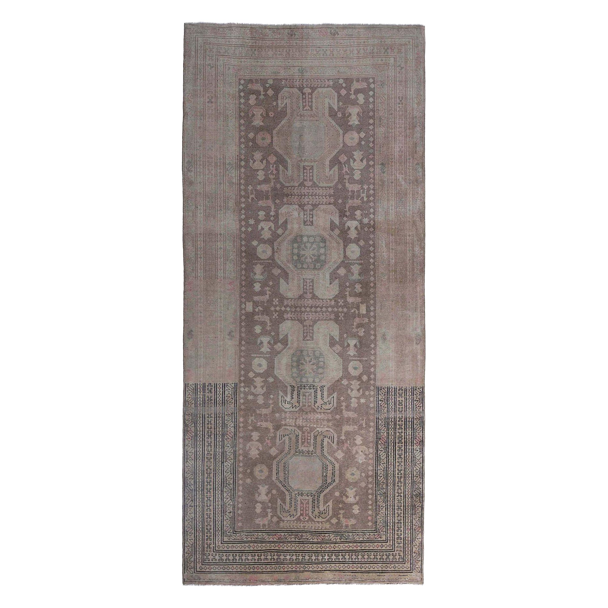 Persische Aserbaidschan Teppiche - Wolle Braun Rosa Design - 97606