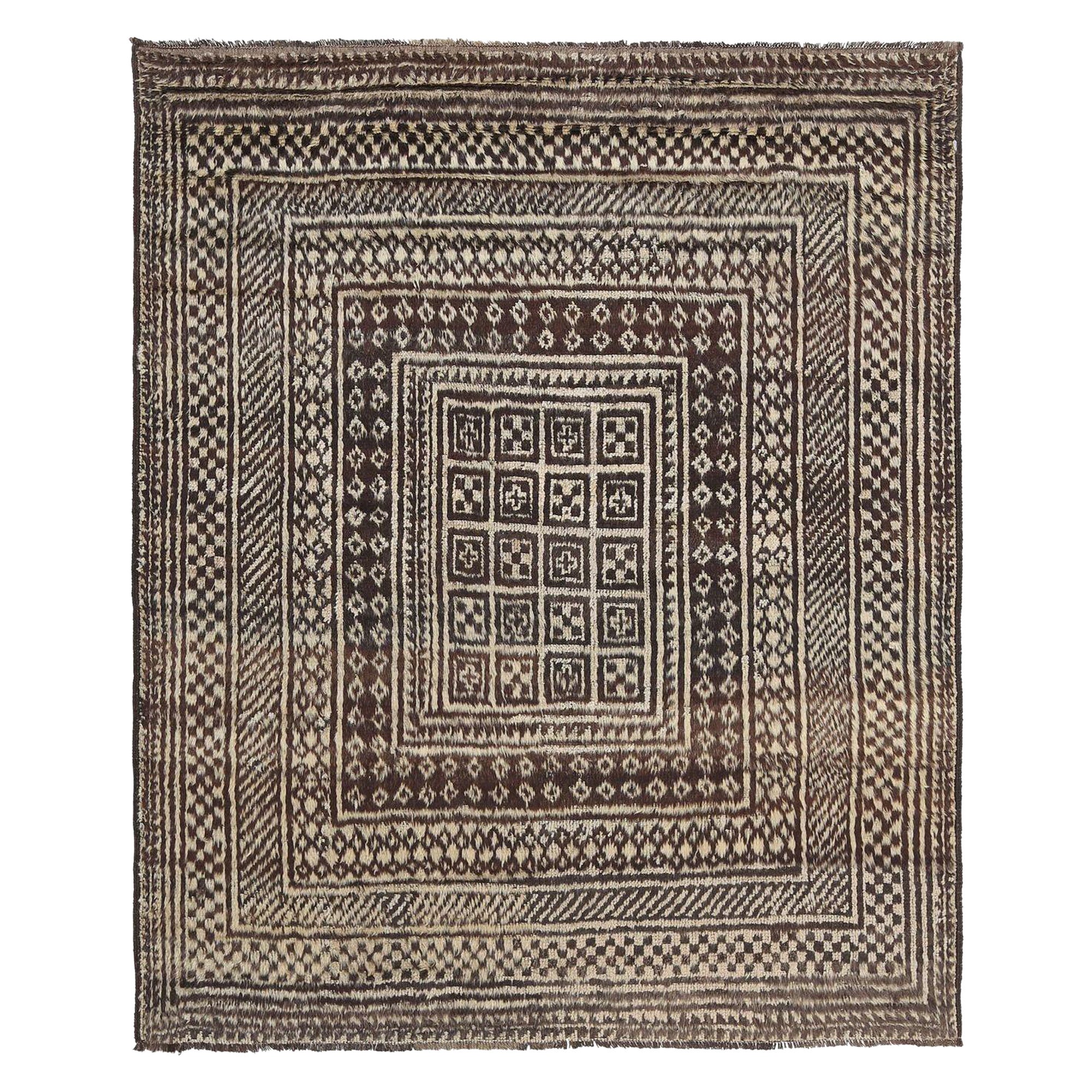 Persischer Gabbeh Small Teppich - Wolle Braun Elfenbein Design - 97660