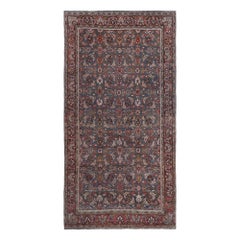 Persian Bijar Area Rugs - Wool Navy Blue Red Design - 97611