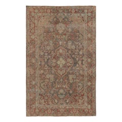 Persian Mahal Kleiner Teppich - Wolle Grau Rot Design - 97665
