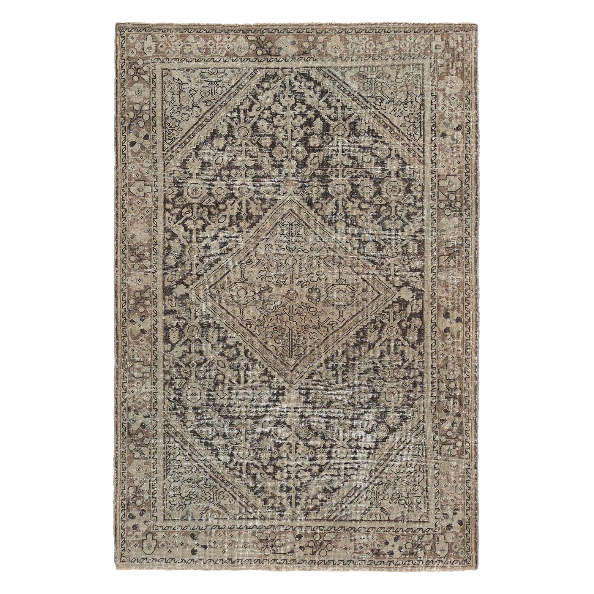 Tappeto Persiano Mahal Small - Lana Marrone Avorio Design - 97666