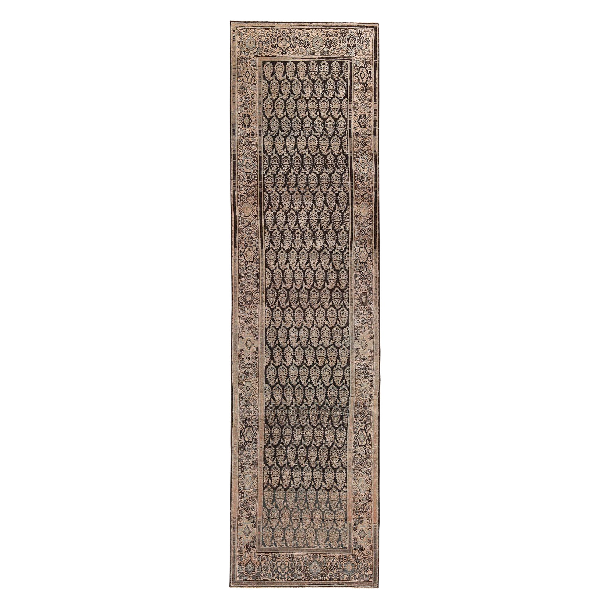 Persian Malayer Runner Rug - Wool Brown Ivory Design - 97679