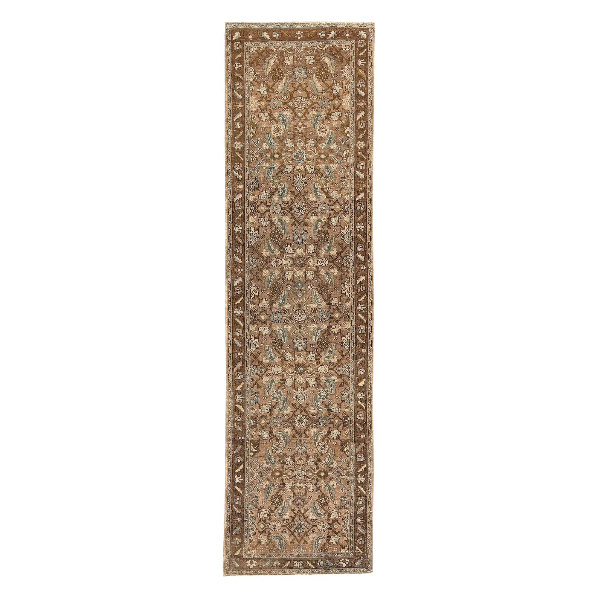Persischer Aserbaidschan Läufer Teppich - Wolle Braun Taupe Design - 97680