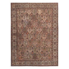 Tapis Persan Bakhtiari Over Size - Laine Brown Ivory Red Design - 97681