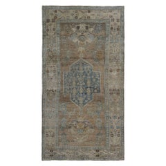 Persischer Bijar Kleiner Teppich aus Wolle in Marineblau und Taupe mit Muster - 97631