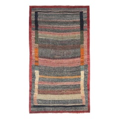 Petit tapis persan Gabbeh - Laine gris vert orange rose rouge - 97683