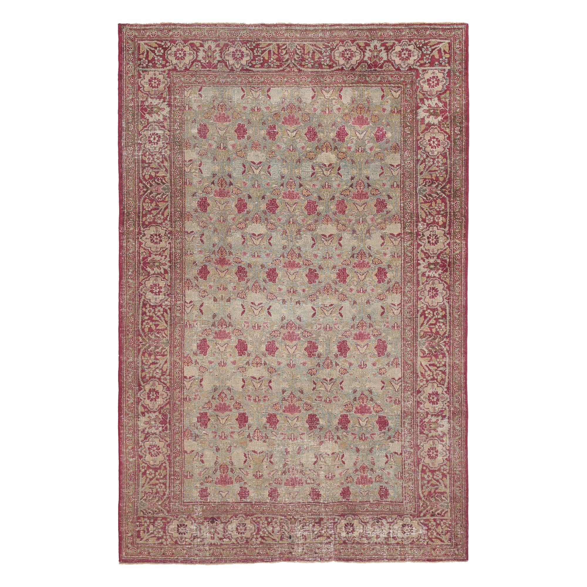 Persischer Mashad Kleiner Teppich - Wolle Hellblau Rosa Design - 97685