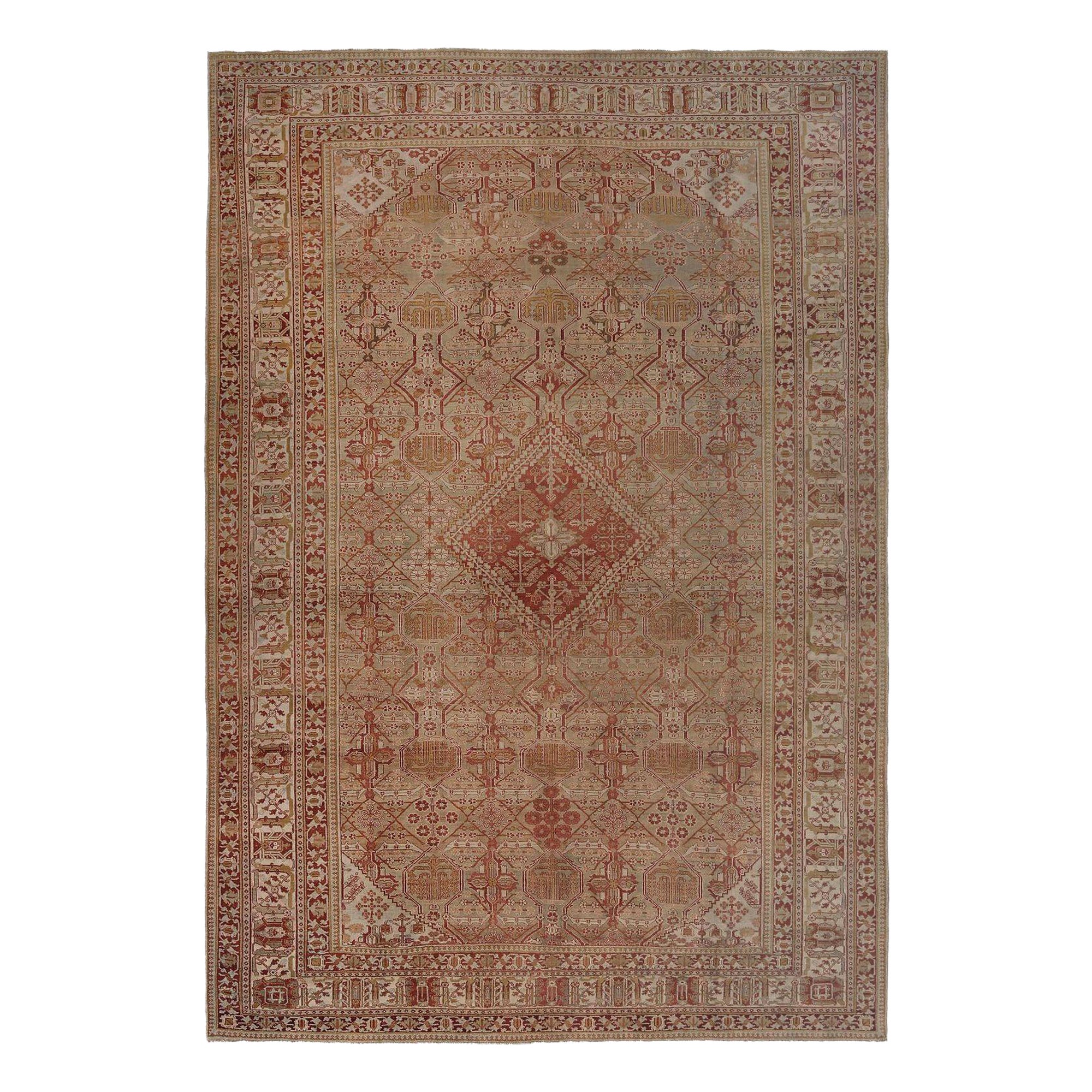 Persian Joshagan Area Rugs - Wool Red Taupe Design - 97648