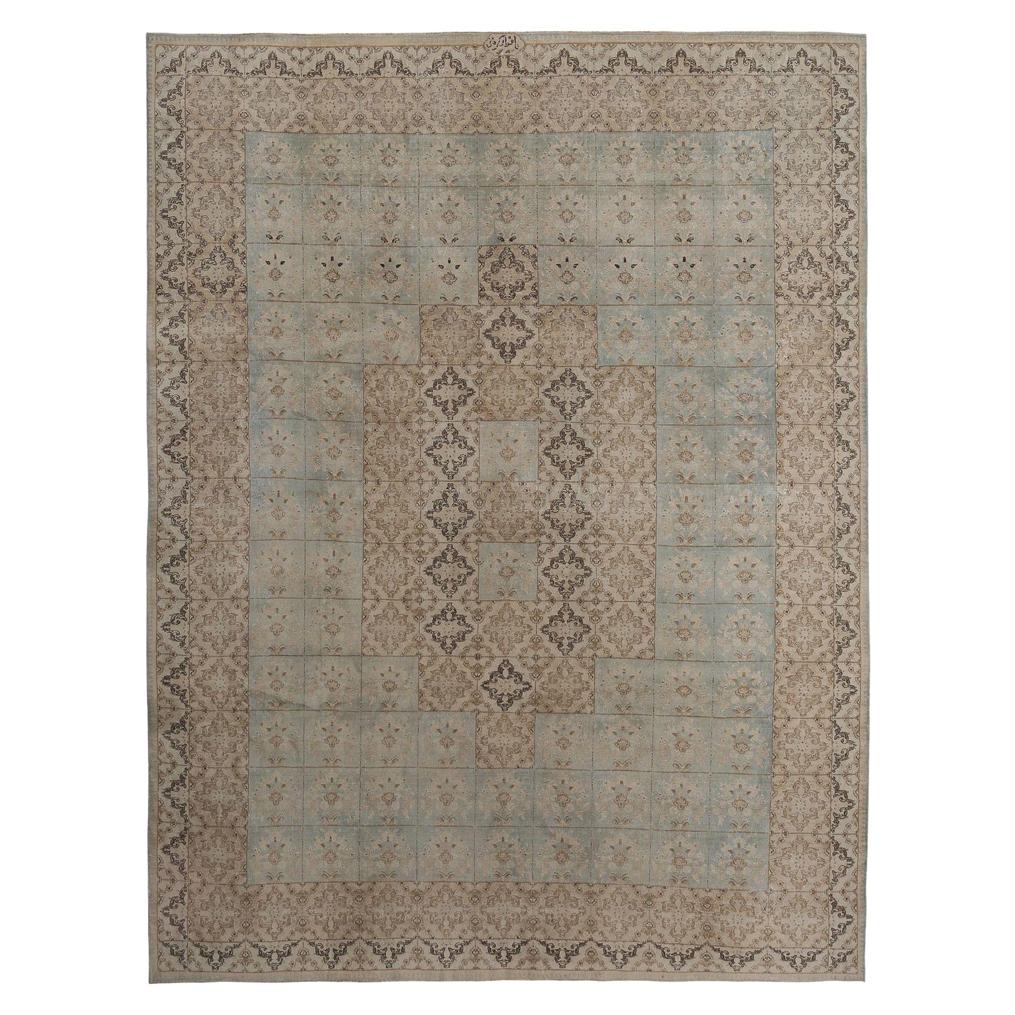 Persische Mashad-Teppiche - Wolle Elfenbein Hellblau Design - 97653