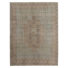 Tapis persans Mashad - Laine ivoire bleu clair motif - 97653