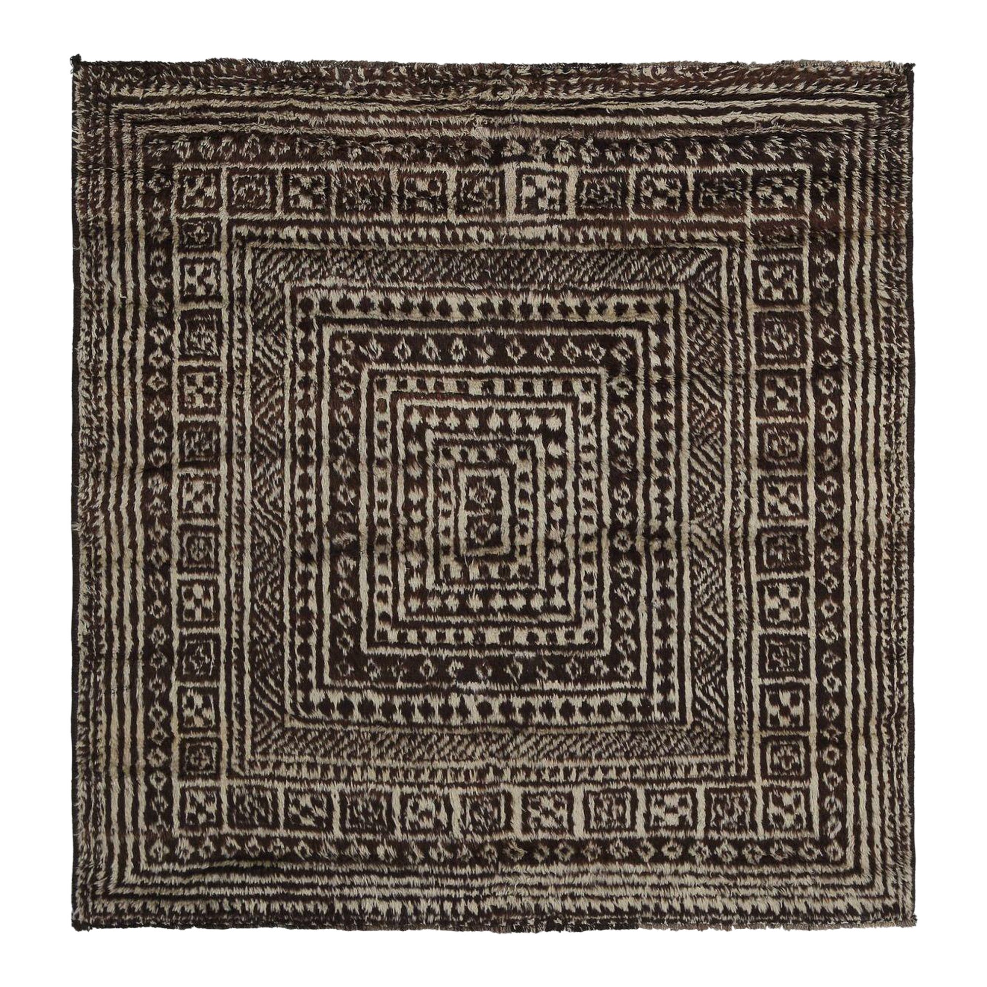 Tappeto persiano Gabbeh Small - Lana Marrone Avorio Design - 97654