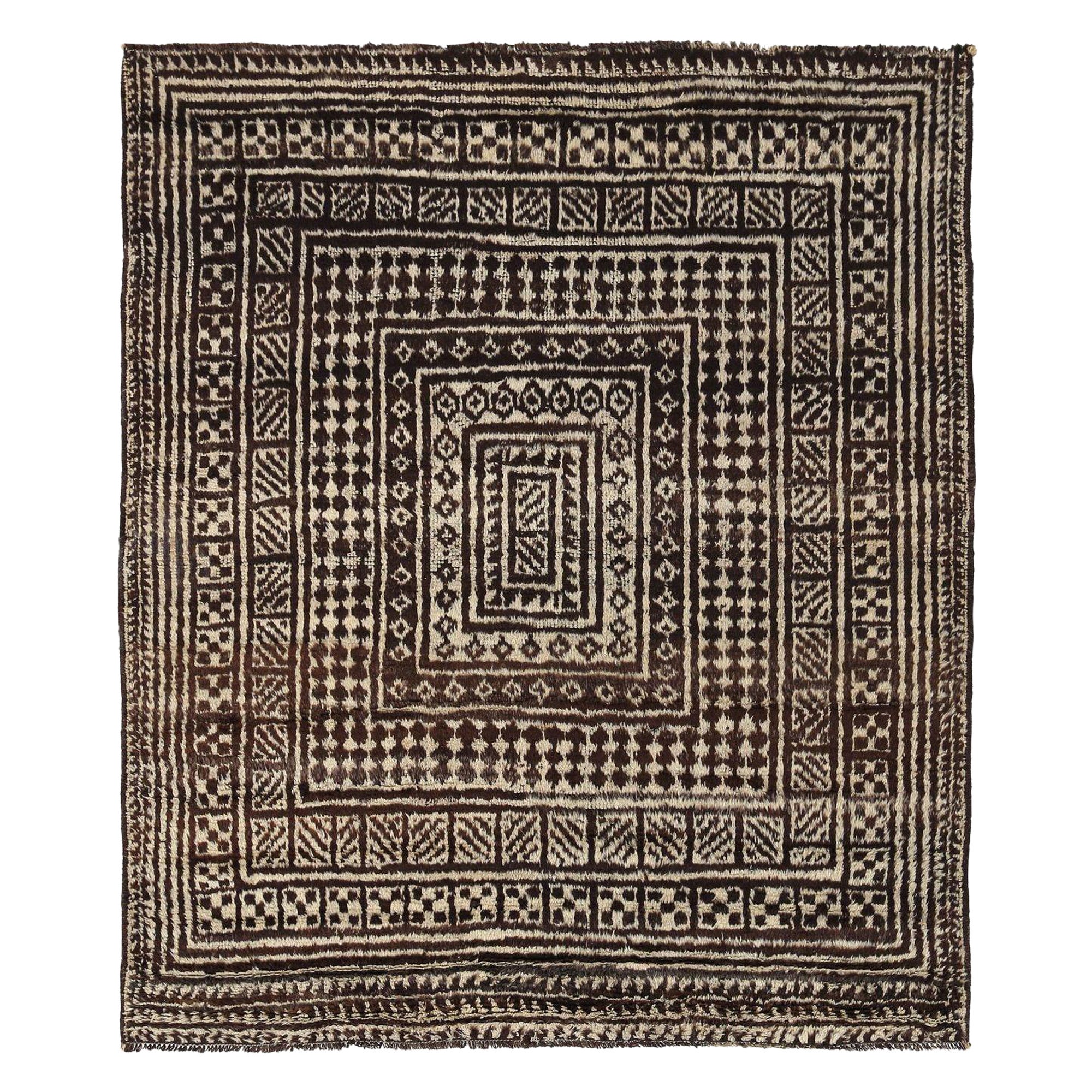 Tappeto persiano Gabbeh Small - Lana Marrone Avorio Design - 97655