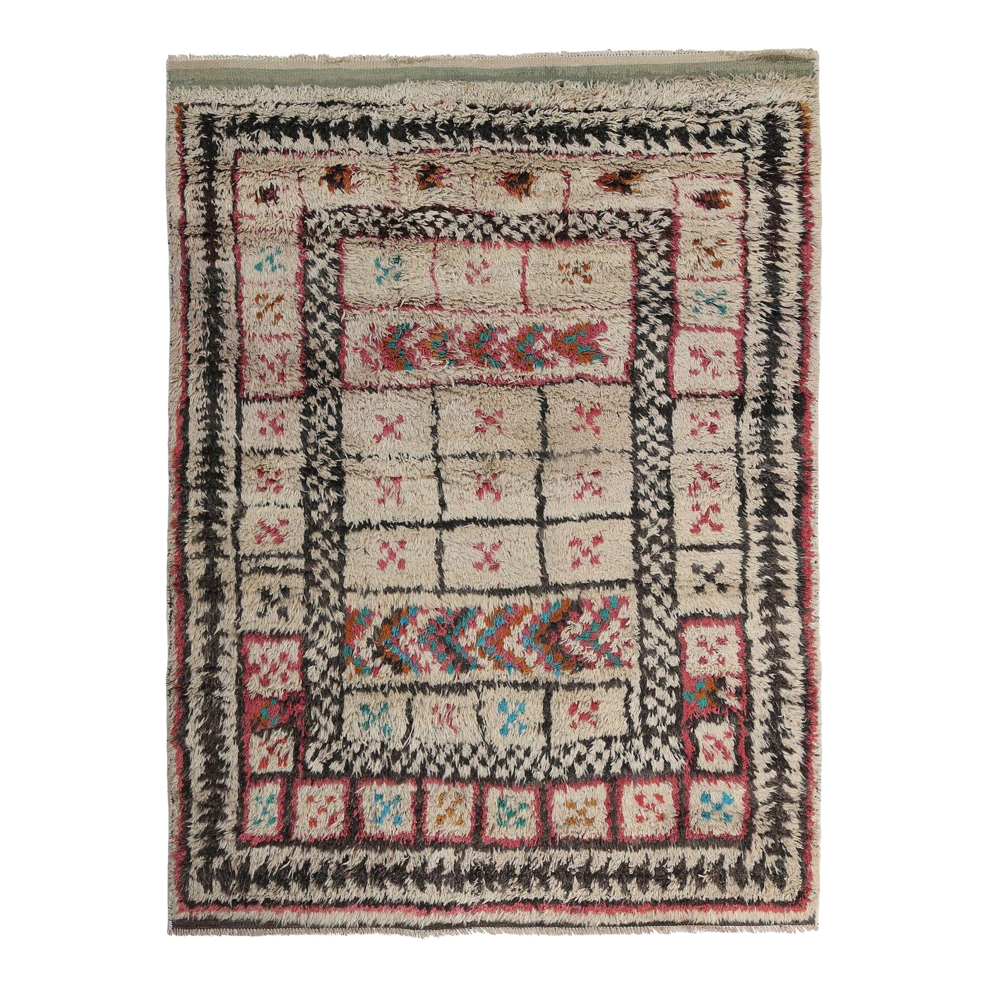 Persischer Gabbeh Kleiner Teppich - Wolle Elfenbeinrosa Design - 97656