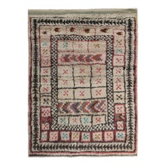 Petit tapis persan Gabbeh - Design en laine ivoire rose - 97656
