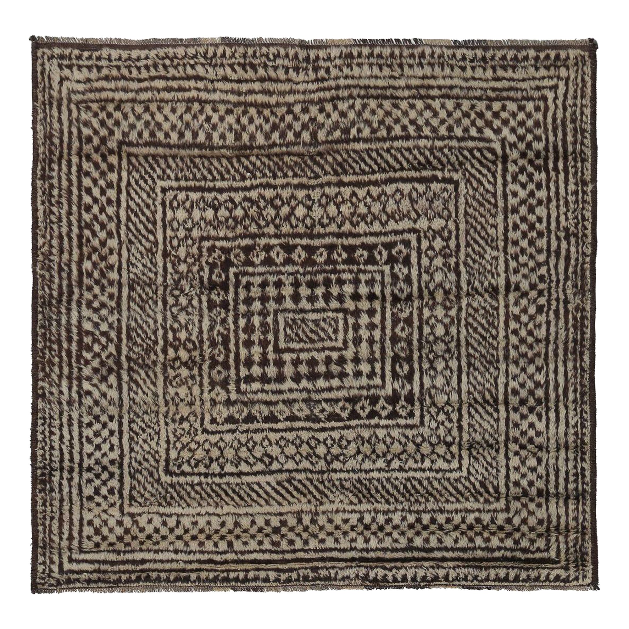 Tappeto persiano Gabbeh Small Design in lana marrone - 97657