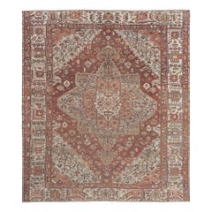 Tapis persans Bakhtiari - Laine ivoire rouge motif - 97668
