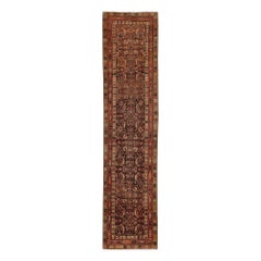 Persische Aserbaidschan Läufer Teppich - Wolle Braun Elfenbein Rot Design - 97720
