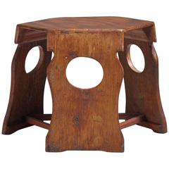 Unique Studio Crafted Hexagonal Pine Stool or Side Table, USA, 1950s