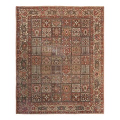 Tapis de sol persan Bakhtiari - Laine Brown Ivory Red Design - 97669