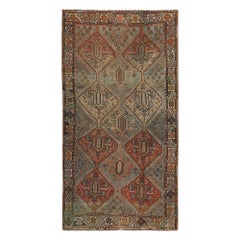 Persischer Shiraz Kleiner Teppich - Wolle Elfenbein Hellblau Rot Design - 97722