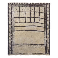 Petit tapis persan Gabbeh - Design en laine ivoire - 97725
