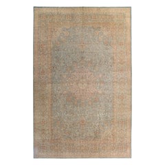 Tapis persan Kerman - Laine ivoire bleu clair motif - 97674